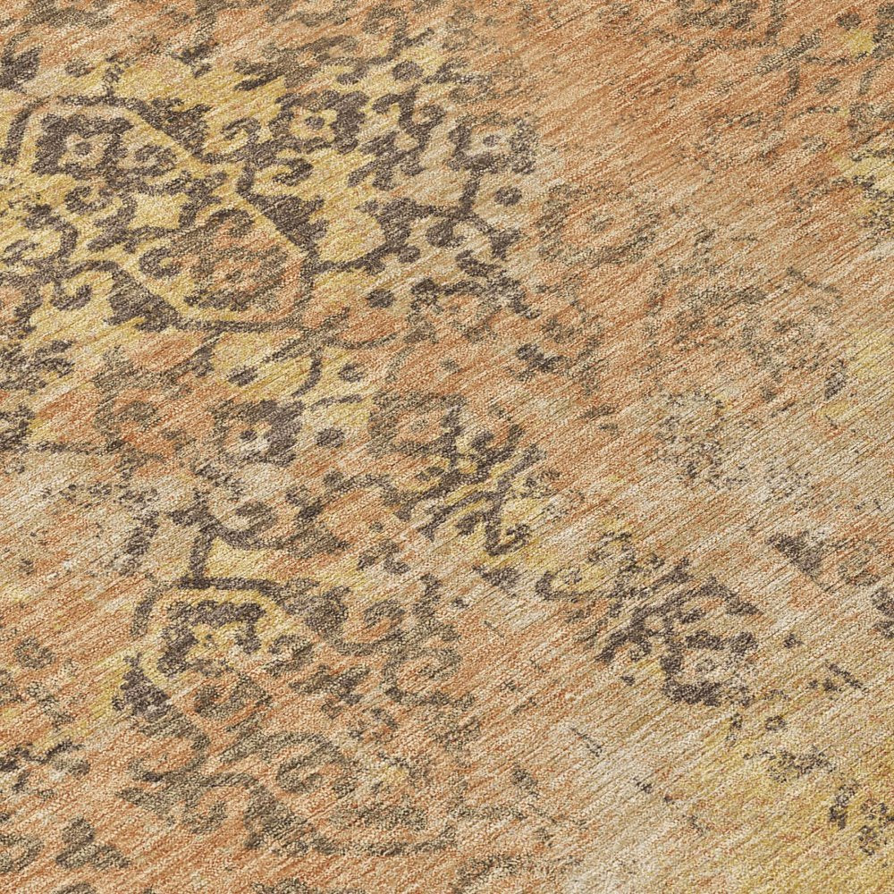5' X 8' Copper And Orange Abstract Washable Indoor Outdoor Area Rug — view 3