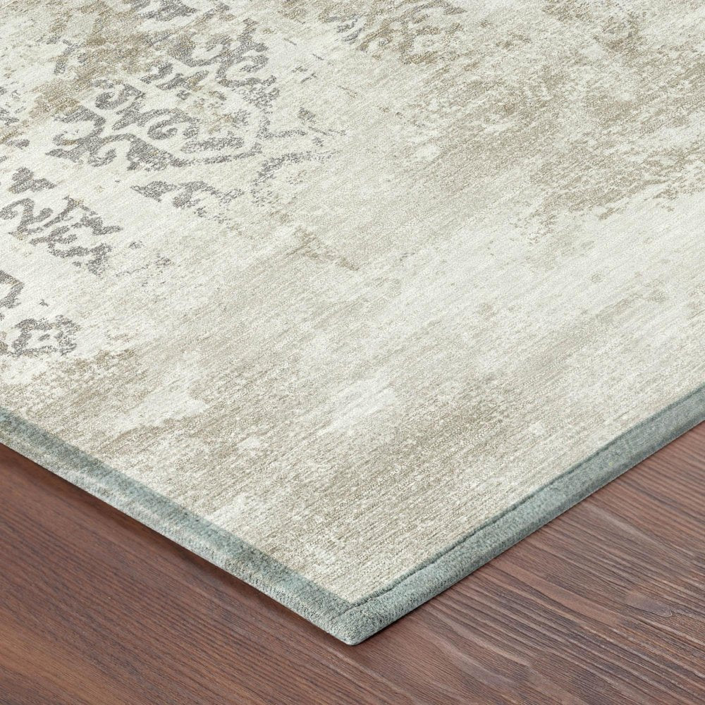 8' X 10' Ivory And Silver Abstract Washable Indoor Outdoor Area Rug — view 2