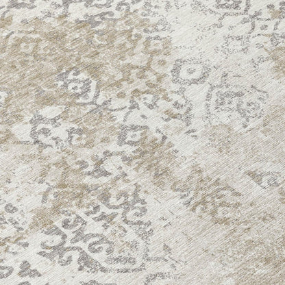9' X 12' Ivory And Silver Abstract Washable Indoor Outdoor Area Rug HomeRoots