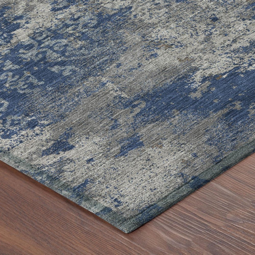 3' X 5' Navy Blue And Blue Abstract Washable Indoor Outdoor Area Rug HomeRoots