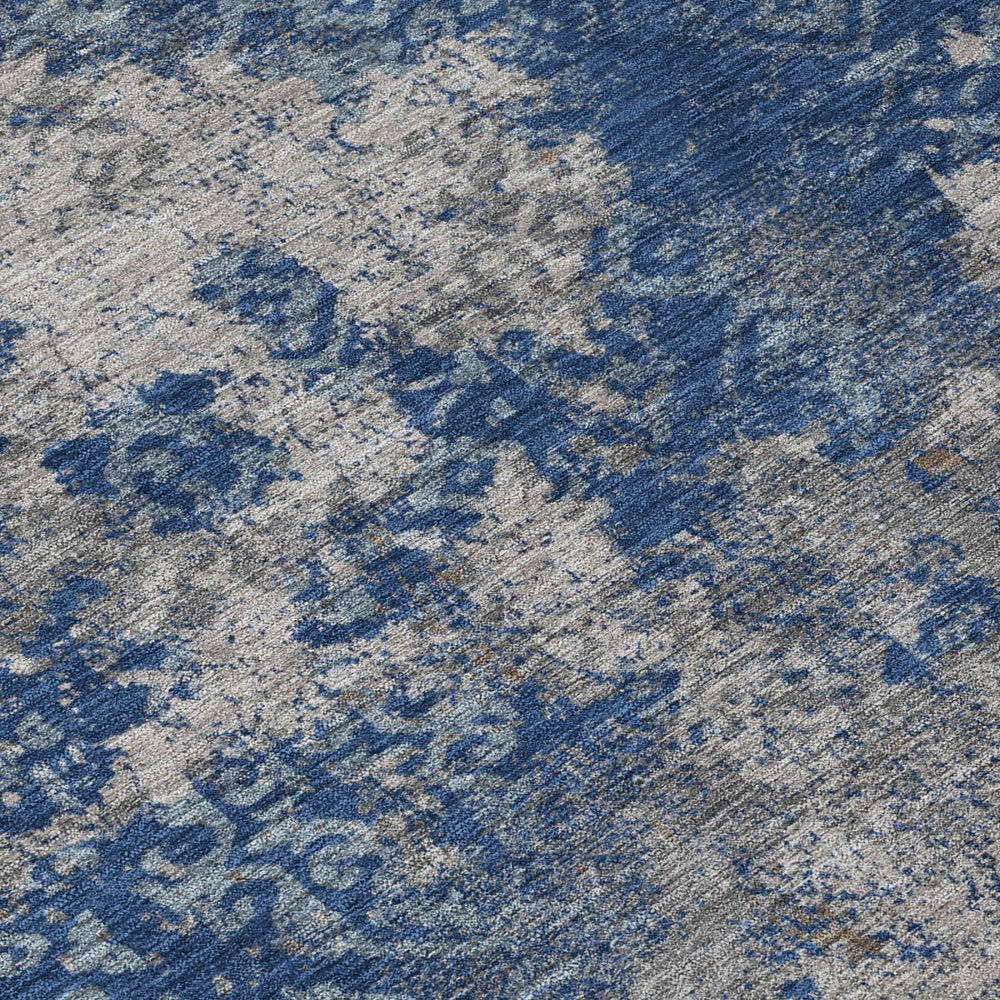 3' X 5' Navy Blue And Blue Abstract Washable Indoor Outdoor Area Rug — view 3