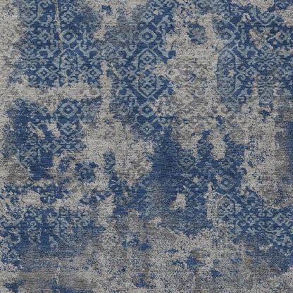 10' X 14' Navy Blue And Blue Abstract Washable Indoor Outdoor Area Rug