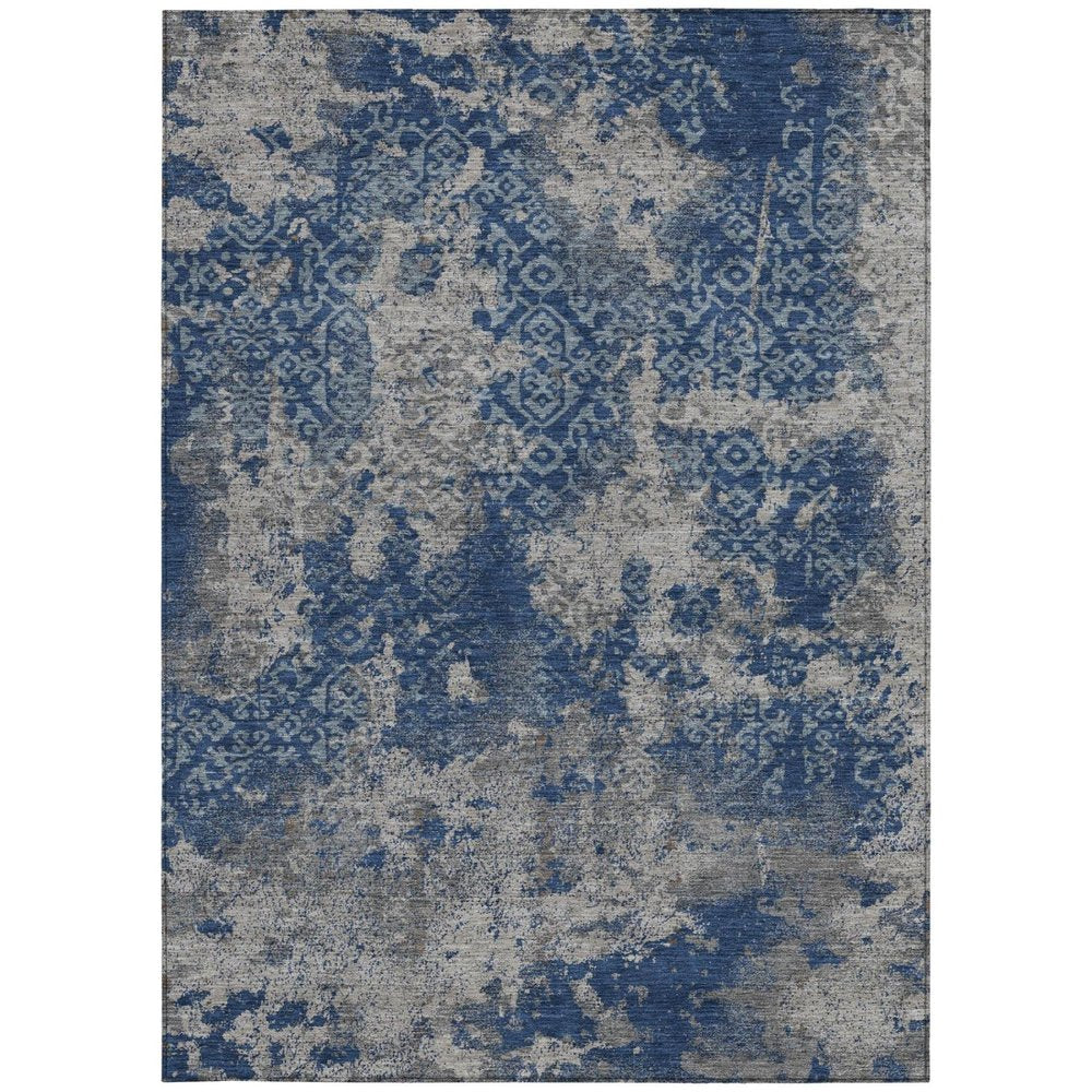 10' X 14' Navy Blue And Blue Abstract Washable Indoor Outdoor Area Rug — view 8