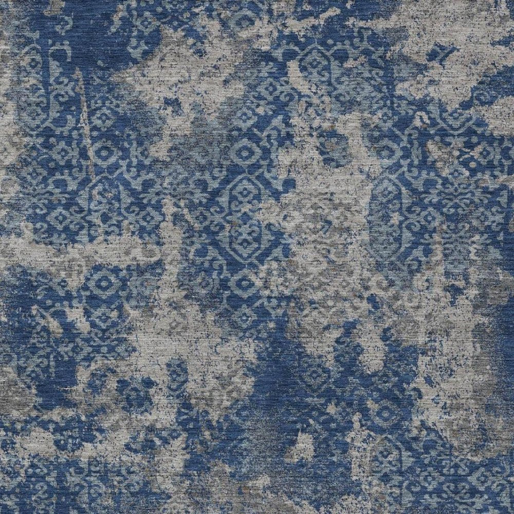 10' X 14' Navy Blue And Blue Abstract Washable Indoor Outdoor Area Rug — view 9