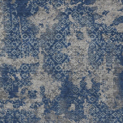 10' X 14' Navy Blue And Blue Abstract Washable Indoor Outdoor Area Rug