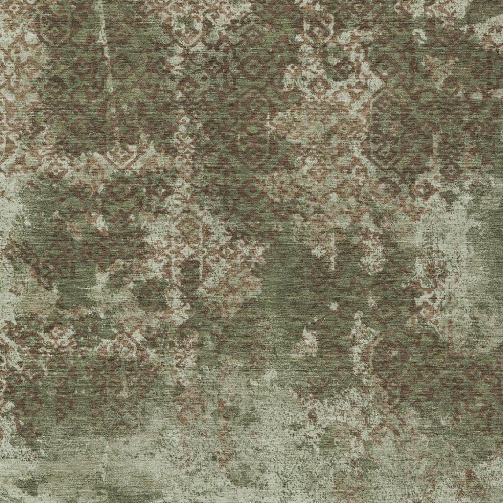 3' X 5' Olive Green And Green Abstract Washable Indoor Outdoor Area Rug — view 8