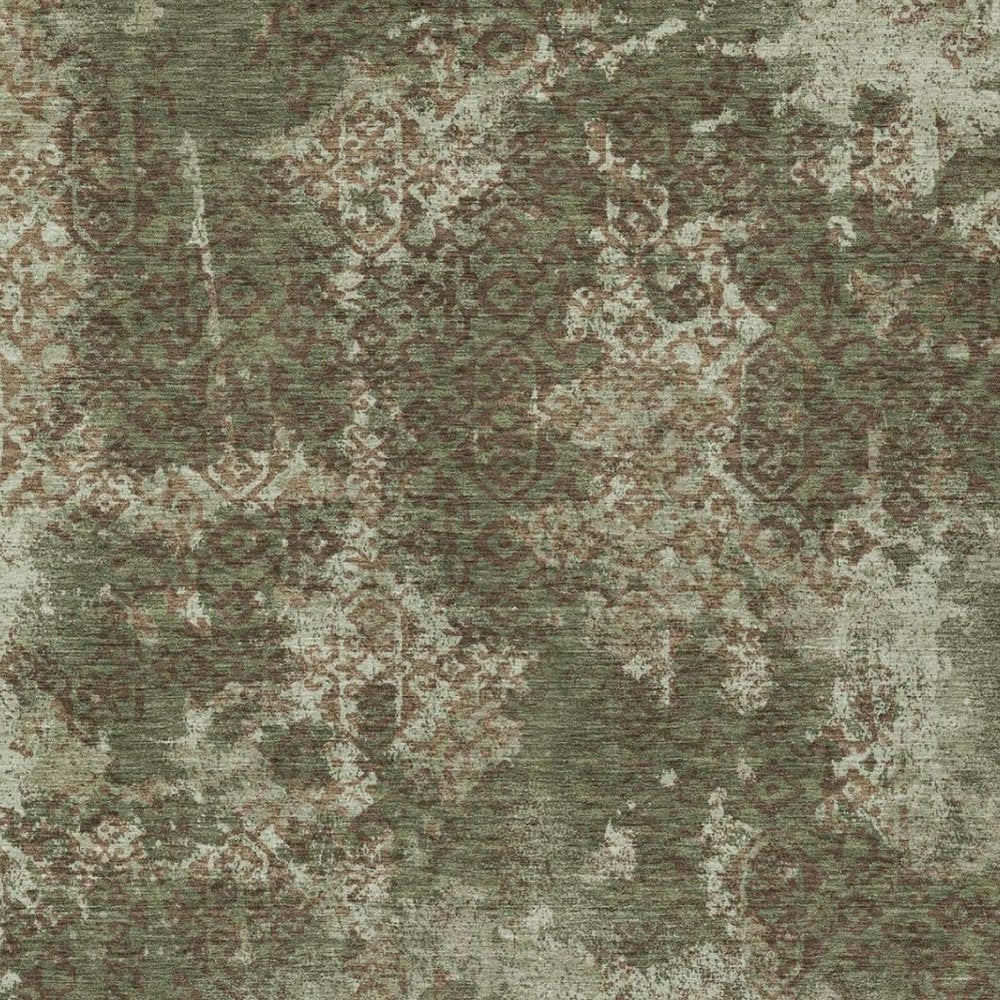 3' X 5' Olive Green And Green Abstract Washable Indoor Outdoor Area Rug