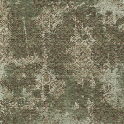 3' X 5' Olive Green And Green Abstract Washable Indoor Outdoor Area Rug