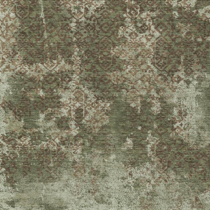 5' X 8' Olive Green And Green Abstract Washable Indoor Outdoor Area Rug