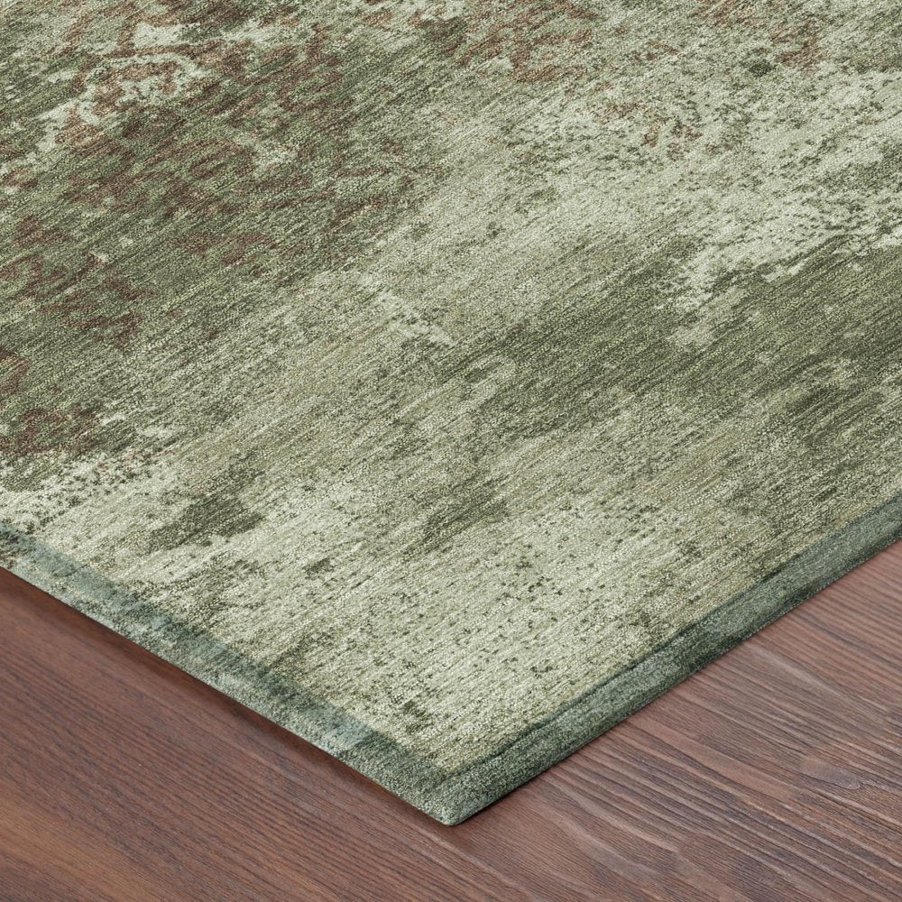 5' X 8' Olive Green And Green Abstract Washable Indoor Outdoor Area Rug — view 2