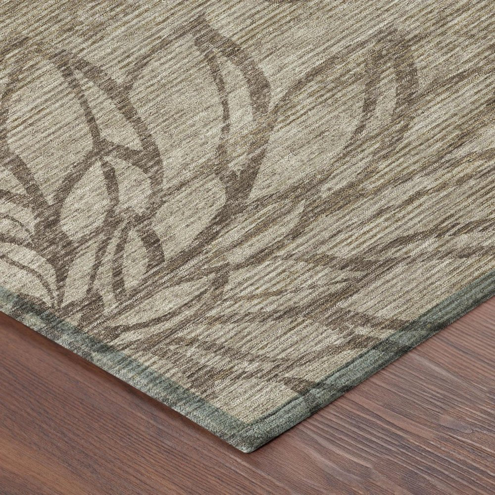 3' X 5' Beige And Brown Floral Washable Indoor Outdoor Area Rug — view 2