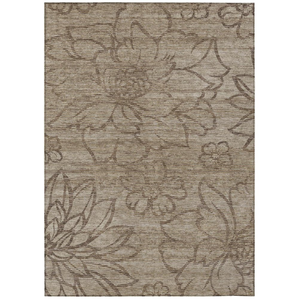 8' X 10' Beige And Brown Floral Washable Indoor Outdoor Area Rug HomeRoots
