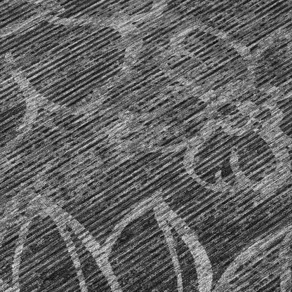 9' X 12' Black And Graphite Floral Washable Indoor Outdoor Area Rug HomeRoots