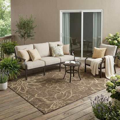5' X 8' Chocolate And Brown Floral Washable Indoor Outdoor Area Rug HomeRoots