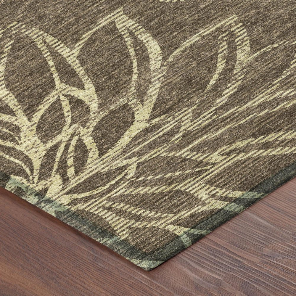 8' X 10' Chocolate And Brown Floral Washable Indoor Outdoor Area Rug HomeRoots