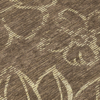 8' X 10' Chocolate And Brown Floral Washable Indoor Outdoor Area Rug HomeRoots
