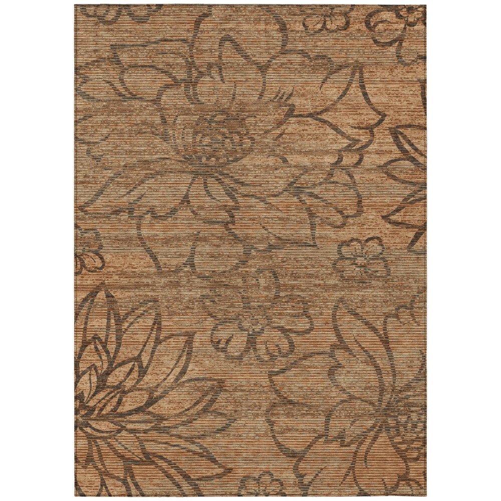 3' X 5' Copper And Orange Floral Washable Indoor Outdoor Area Rug HomeRoots