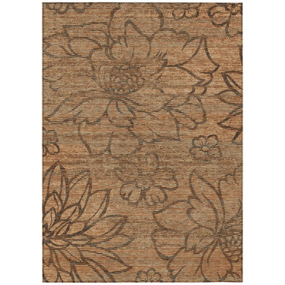 3' X 5' Copper And Orange Floral Washable Indoor Outdoor Area Rug HomeRoots