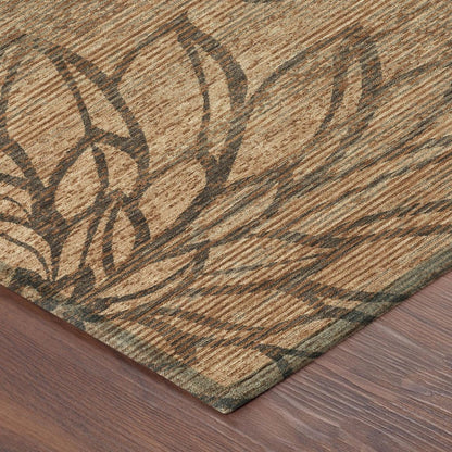 3' X 5' Copper And Orange Floral Washable Indoor Outdoor Area Rug HomeRoots