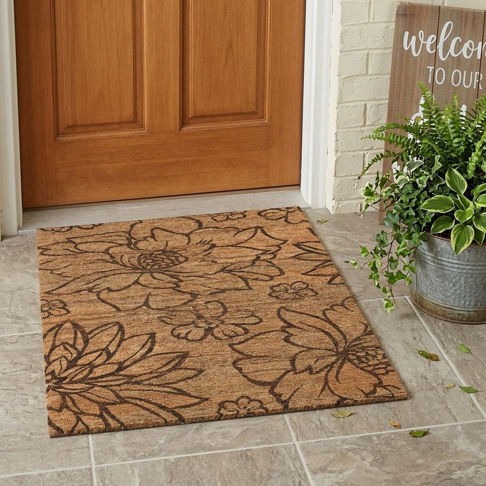 3' X 5' Copper And Orange Floral Washable Indoor Outdoor Area Rug HomeRoots