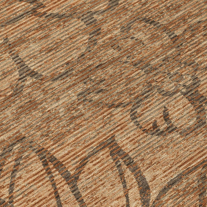 3' X 5' Copper And Orange Floral Washable Indoor Outdoor Area Rug HomeRoots