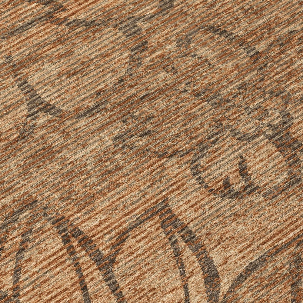 9' X 12' Copper And Orange Floral Washable Indoor Outdoor Area Rug — view 3