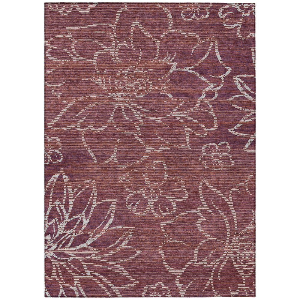 3' X 5' Eggplant And Purple Floral Washable Indoor Outdoor Area Rug — view 1