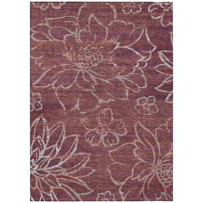 3' X 5' Eggplant And Purple Floral Washable Indoor Outdoor Area Rug HomeRoots