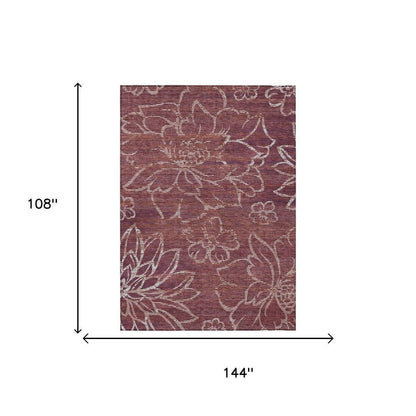 9' X 12' Eggplant And Purple Floral Washable Indoor Outdoor Area Rug HomeRoots