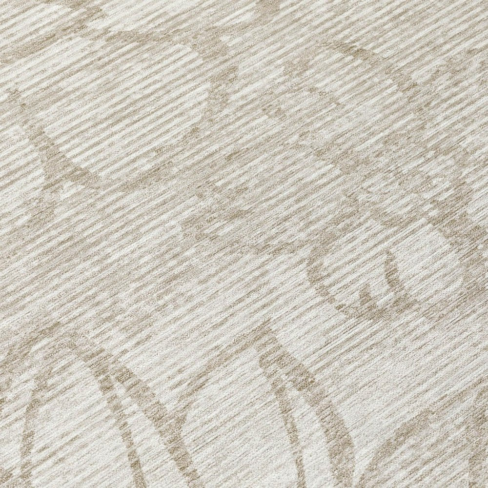 5' X 8' Ivory And Silver Floral Washable Indoor Outdoor Area Rug — view 3