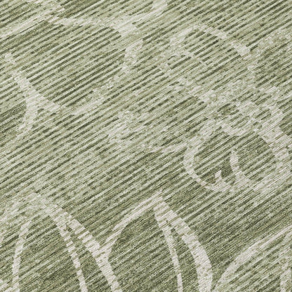 5' X 8' Olive Green And Green Floral Washable Indoor Outdoor Area Rug HomeRoots