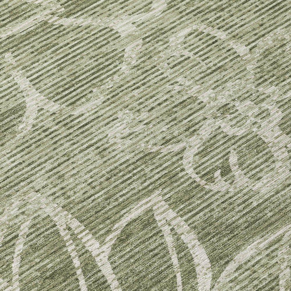 8' X 10' Olive Green And Green Floral Washable Indoor Outdoor Area Rug — view 8