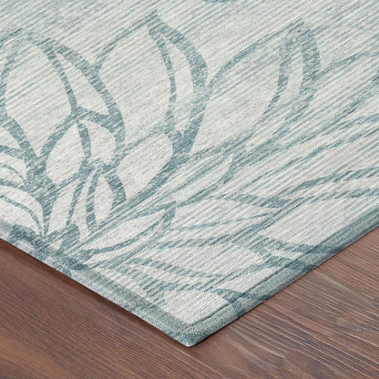 5' X 8' Silver And Gray Floral Washable Indoor Outdoor Area Rug HomeRoots
