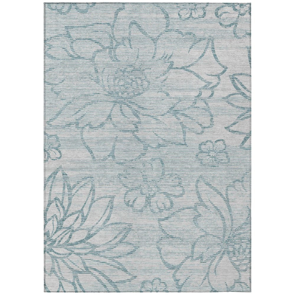 8' X 10' Silver And Gray Floral Washable Indoor Outdoor Area Rug HomeRoots