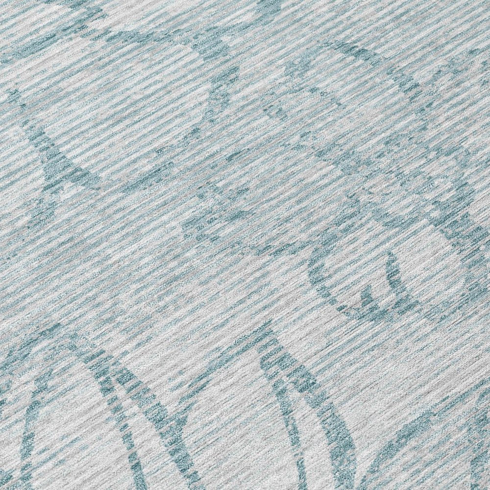 9' X 12' Silver And Gray Floral Washable Indoor Outdoor Area Rug — view 3