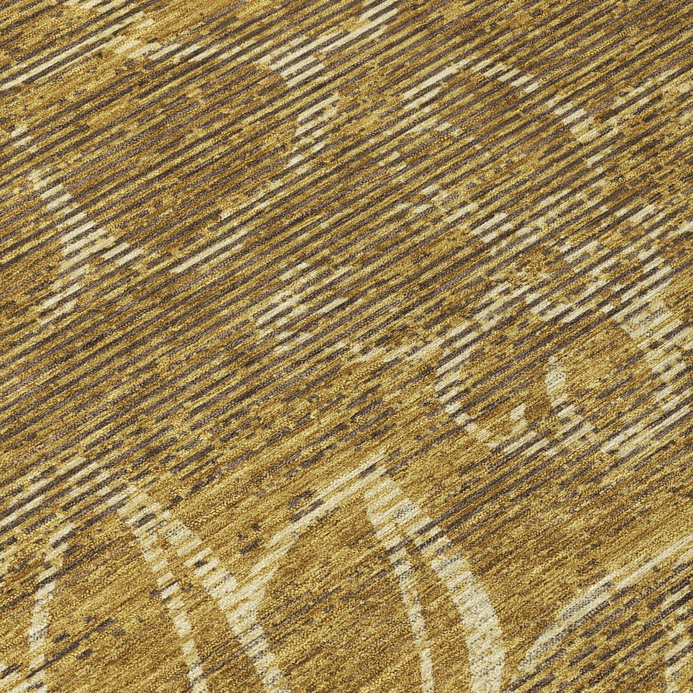 8' X 10' Walnut And Gold Floral Washable Indoor Outdoor Area Rug HomeRoots