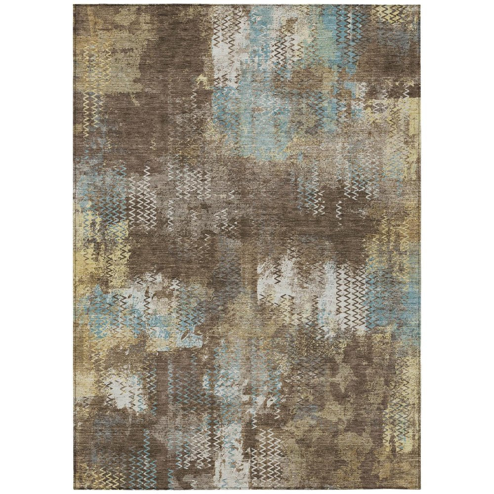 3' X 5' Brown And Coffee Abstract Washable Indoor Outdoor Area Rug HomeRoots