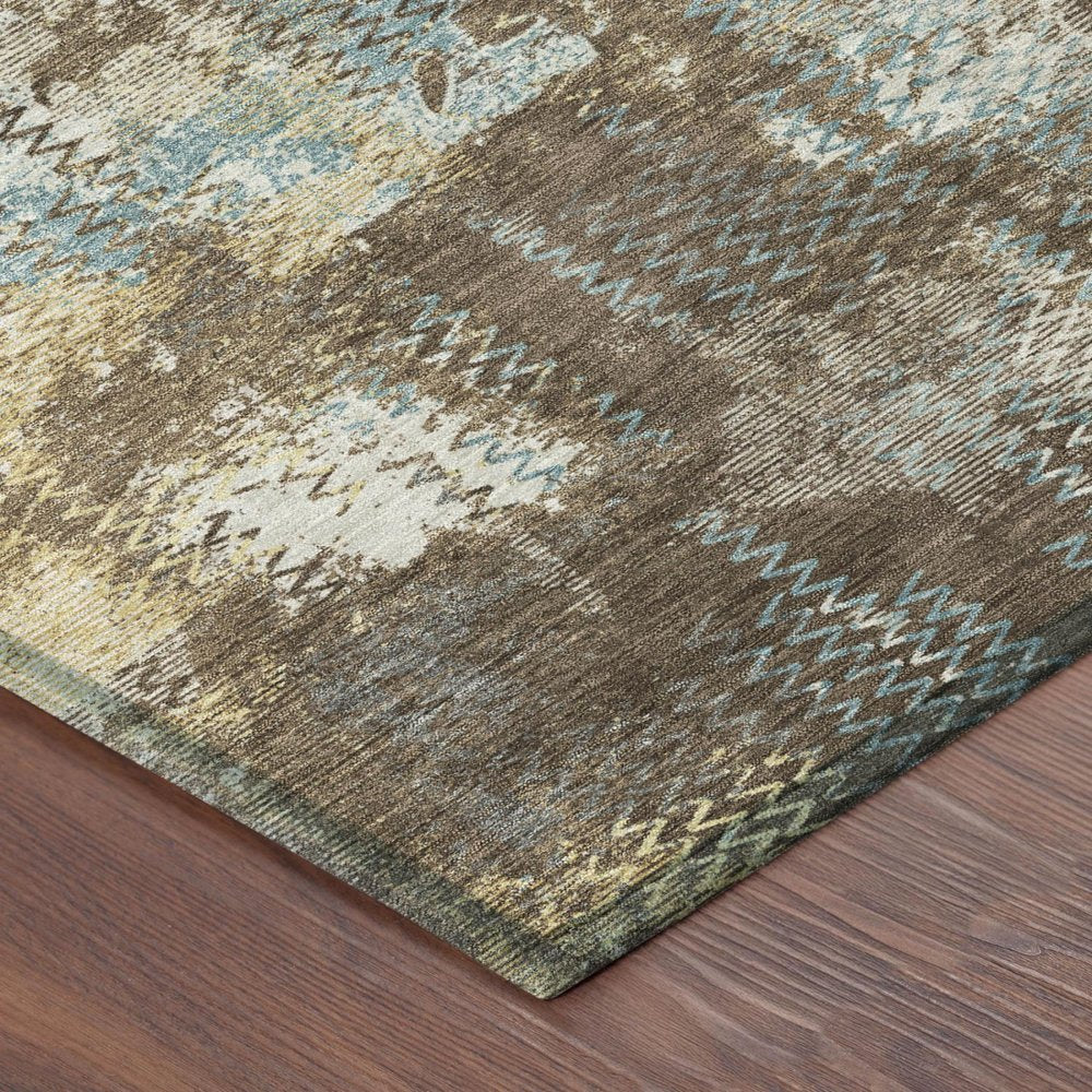 3' X 5' Brown And Coffee Abstract Washable Indoor Outdoor Area Rug — view 2