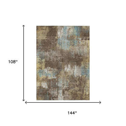 9' X 12' Brown And Coffee Abstract Washable Indoor Outdoor Area Rug HomeRoots
