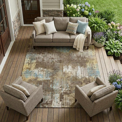 9' X 12' Brown And Coffee Abstract Washable Indoor Outdoor Area Rug HomeRoots