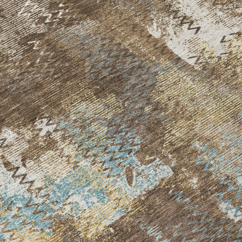 9' X 12' Brown And Coffee Abstract Washable Indoor Outdoor Area Rug — view 3