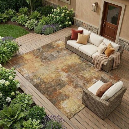 8' X 10' Copper And Orange Abstract Washable Indoor Outdoor Area Rug HomeRoots