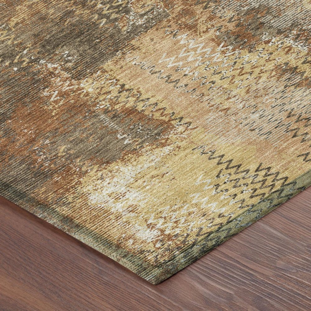 10' X 14' Copper And Orange Abstract Washable Indoor Outdoor Area Rug — view 2