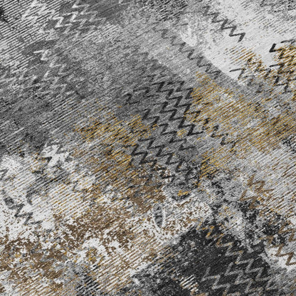 8' X 10' Gray And Graphite Abstract Washable Indoor Outdoor Area Rug HomeRoots