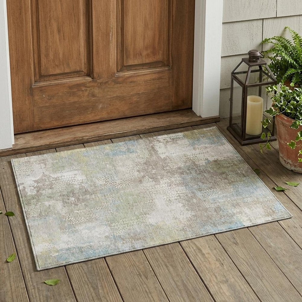 3' X 5' Ivory And Silver Abstract Washable Indoor Outdoor Area Rug HomeRoots