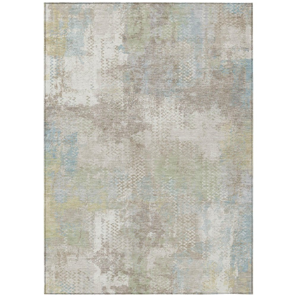8' X 10' Ivory And Silver Abstract Washable Indoor Outdoor Area Rug — view 1