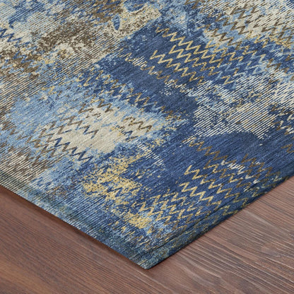 8' X 10' Navy Blue And Blue Abstract Washable Indoor Outdoor Area Rug HomeRoots