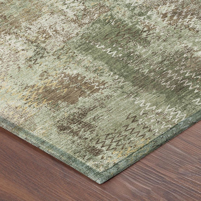 8' Olive Green And Green Round Abstract Washable Indoor Outdoor Area Rug HomeRoots