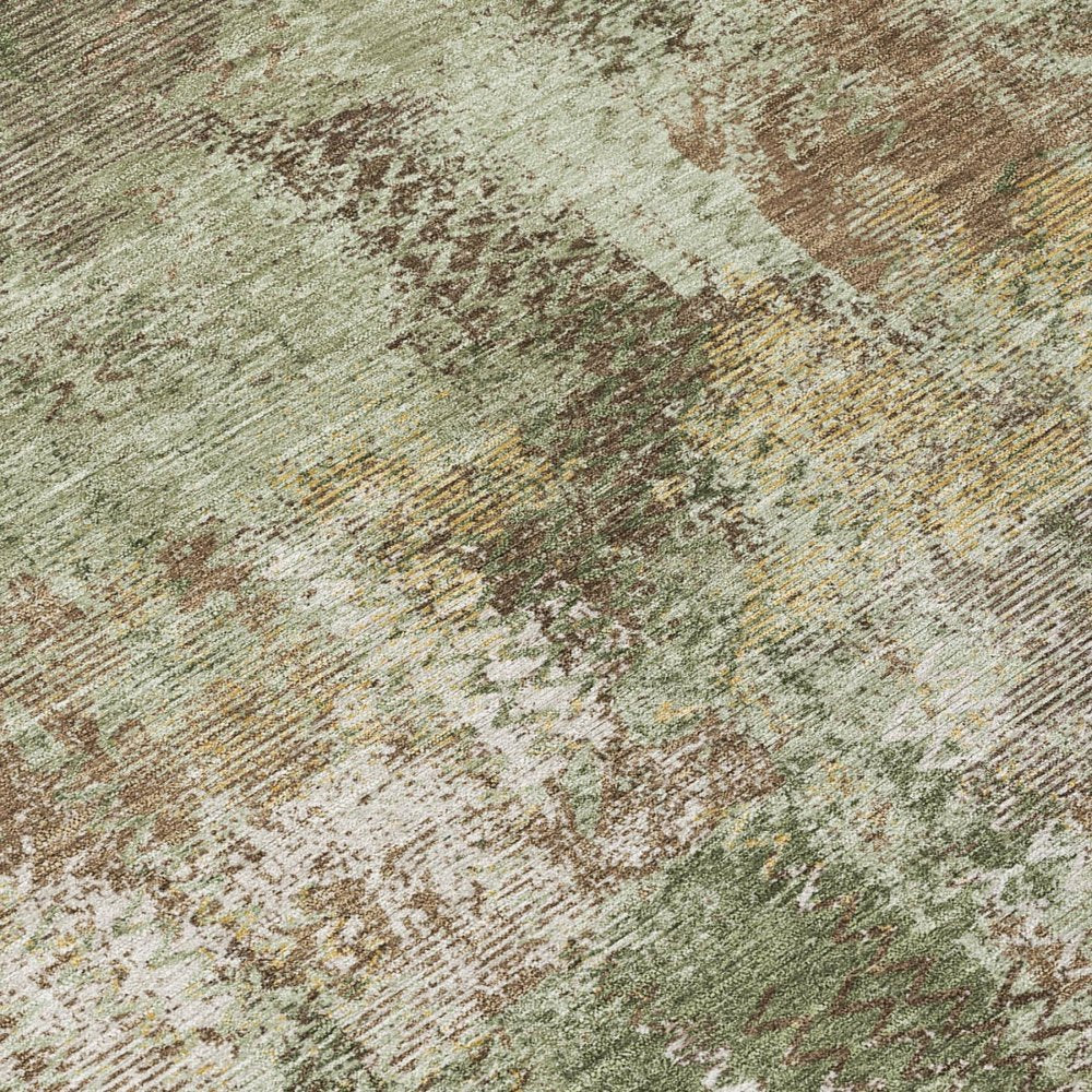 8' Olive Green And Green Round Abstract Washable Indoor Outdoor Area Rug HomeRoots