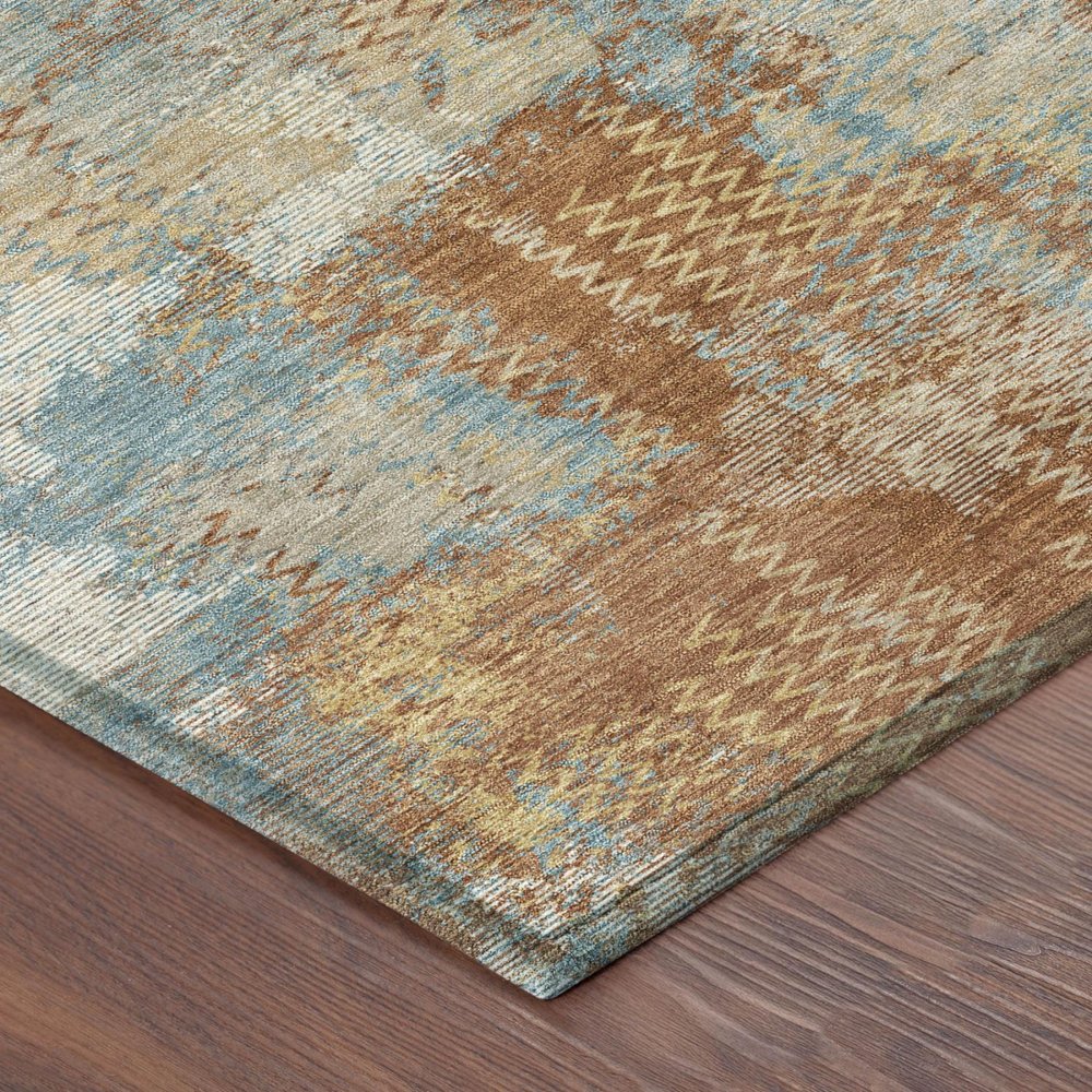 8' X 10' Orange And Rust Abstract Washable Indoor Outdoor Area Rug — view 2